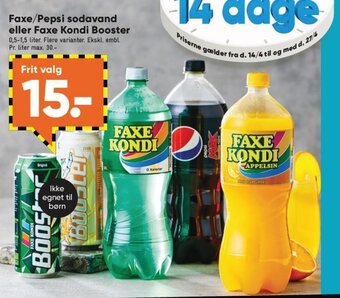 Bilka Faxe/Pepsi Sodavand eller Faxe Kondi Booster tilbud