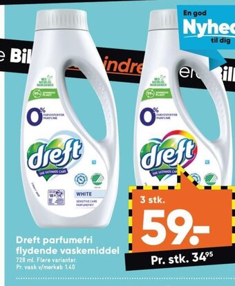 Bilka Dreft Parfumefri Flydende Vaskemiddel tilbud