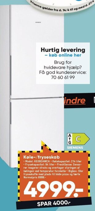 Bilka Køle-/Fryseskab tilbud