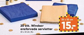 Bilka 20 stk. Windsor Ensfarvede Servietter tilbud