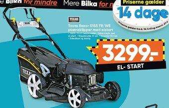 Bilka Texas Razor 5155 TR/WE Plæneklipper Med Elstart tilbud