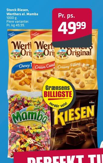 Fleggaard Storck riesen, werthers el. mamba tilbud