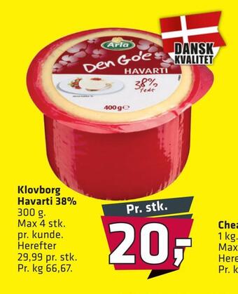 Fleggaard Klovborg havarti 38% tilbud