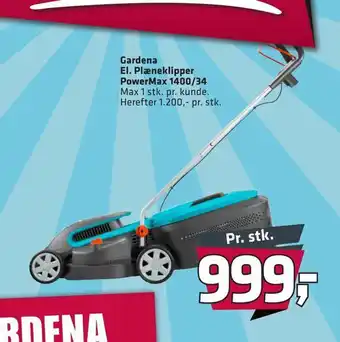 Fleggaard Gardena el. plæneklipper powermax 1400/34 tilbud