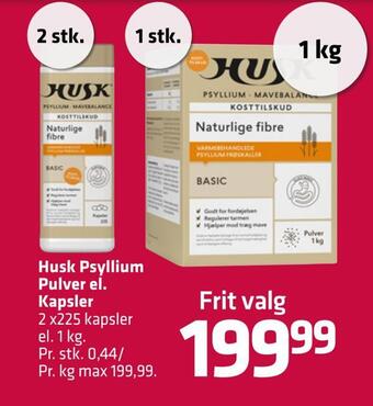 Fleggaard Husk psyllium pulver el. kapsler tilbud