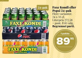 Dagli'Brugsen Faxe kondi eller pepsi 24-pak tilbud