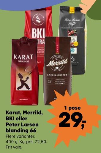 Kvickly Karat, merrild, bki eller peter larsen blanding 66 tilbud