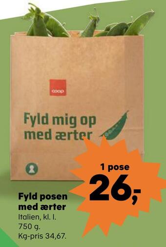 Kvickly Fyld posen med ærter tilbud