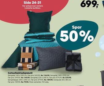 Kvickly Cottonfield boligtekstil tilbud