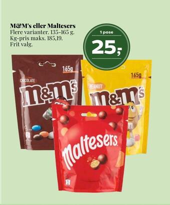 Dagli'Brugsen M&m's eller maltesers tilbud