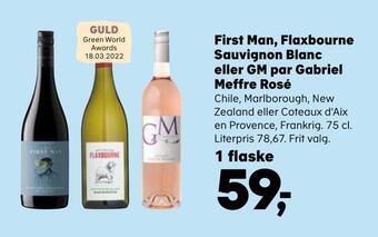 SuperBrugsen First man, flaxbourne sauvignon blanc eller gm par gabriel meffre rosé tilbud