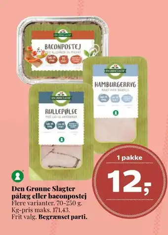 Dagli'Brugsen Den grønne slagter pålæg eller baconpostej tilbud