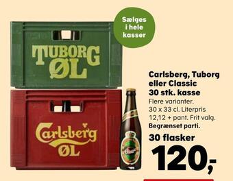 SuperBrugsen Carlsberg, tuborg eller classic 30 stk. kasse tilbud
