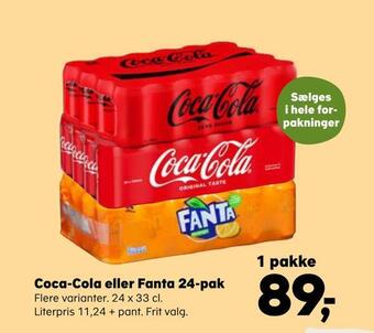 Kvickly Coca-cola eller fanta 24-pak tilbud