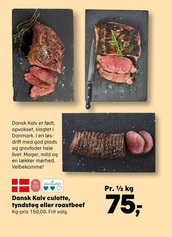 SuperBrugsen Dansk kalv culotte, tyndsteg eller roastbeef tilbud