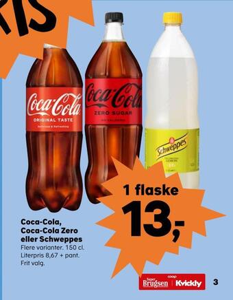 Kvickly Coca-cola, coca-cola zero eller schweppes tilbud
