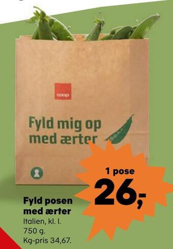 Fyld posen med ærter