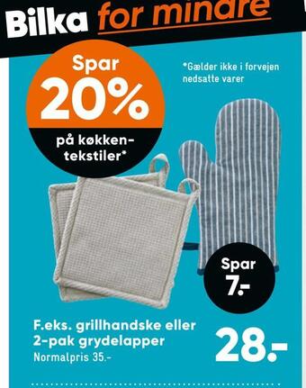 Bilka Grillhandske eller 2-pak grydelapper tilbud