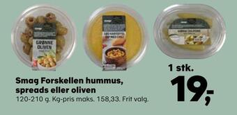SuperBrugsen Smag forskellen hummus, spreads eller oliven tilbud
