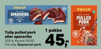 SuperBrugsen Tulip pulled pork eller spareribs tilbud