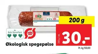 Lidl Økologisk spegepølse tilbud