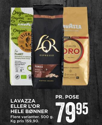 MENY Lavazza eller l'or hele bønner tilbud
