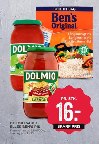 MENY Dolmio sauce eller ben's ris tilbud
