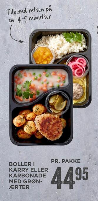 MENY Boller i karry eller karbonade med grøn­ærter tilbud