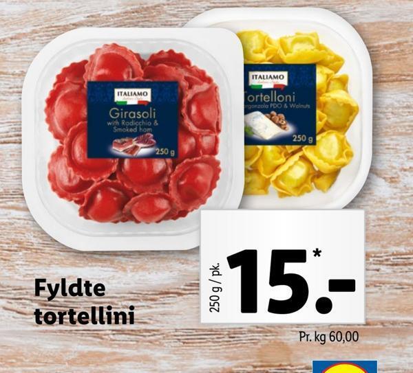 Fyldte tortellini tilbud hos Lidl