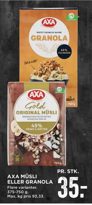 MENY Axa müsli eller granola tilbud