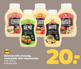 Netto Bähncke kik dressing, remoulade eller mayonnaise tilbud