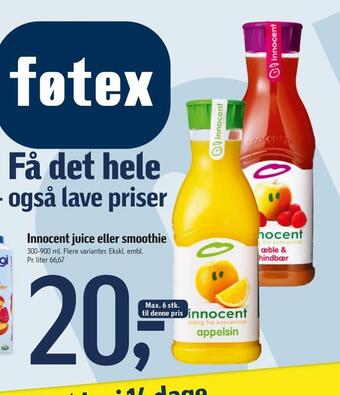 Føtex Innocent juice eller smoothie tilbud