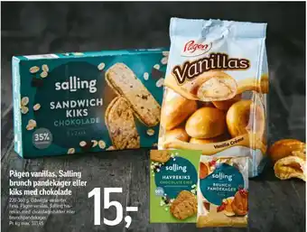 Føtex Pågen vanillas, salling brunch pandekager eller kiks med chokolade tilbud