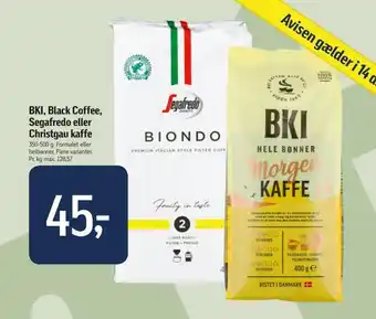 Føtex Bki, black coffee, segafredo eller christgau kaffe tilbud