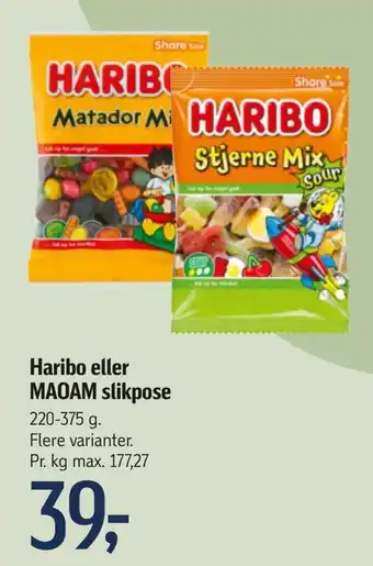 Føtex Haribo eller maoam slikpose tilbud