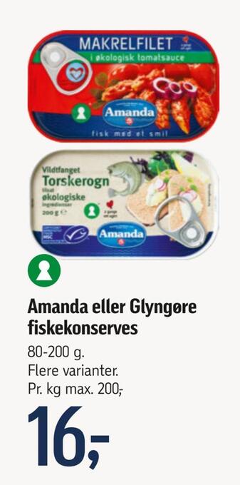 Føtex Amanda eller glyngøre fiskekonserves tilbud