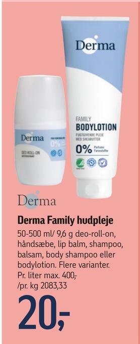 Føtex Derma family hudpleje tilbud