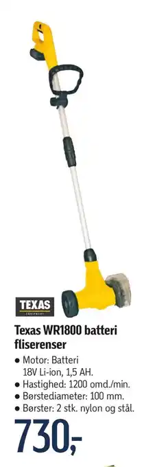 Texas wr1800 batteri fliserenser