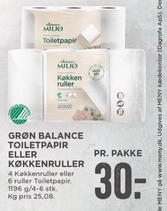 MENY Grøn Balance Toiletpapir Eller Køkkenruller tilbud