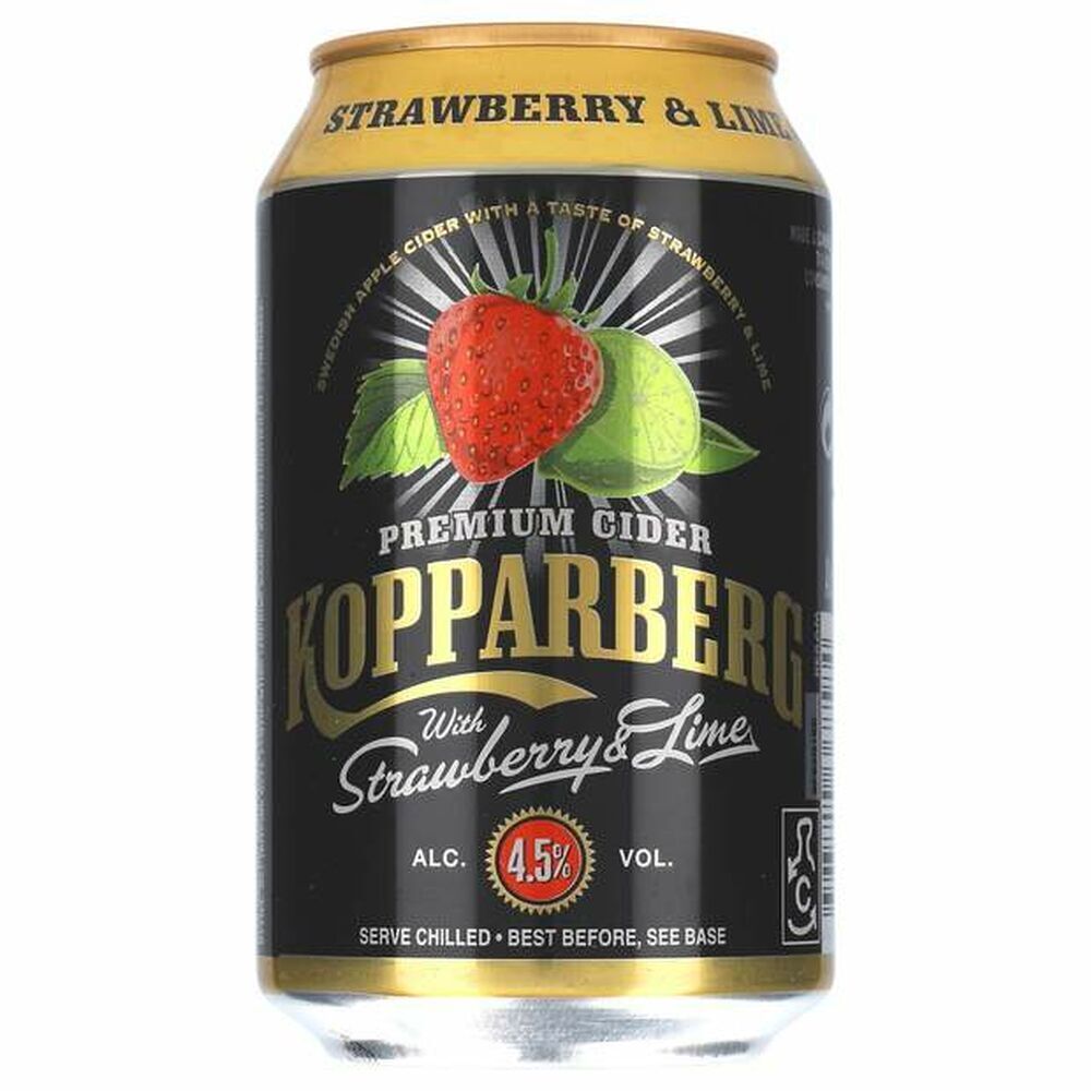 Kopparberg jordbær & lime cider 4,5 24 x 330ml tilbud hos Netpris
