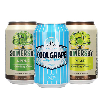 Hartwall cool grape 5,5% 24 x 0,33 ltr. + somersby apple cider 4,5% 24x0,33 ltr. + somersby pear 4,5% 24x0,33 ltr.