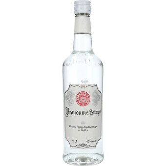 Netpris Brøndums snaps	klar 40% 70 cl tilbud