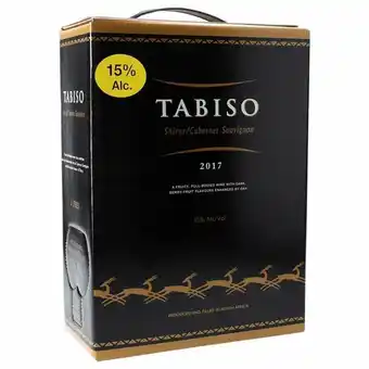 Netpris Tabiso cabernet sauvignon/shiraz 15% bib 3 l tilbud