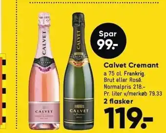 Bilka Calvet cremant - 2 flasker tilbud
