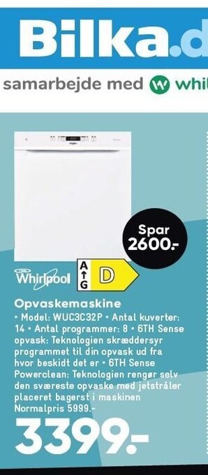 Bilka Whirlpool opvaskemaskine tilbud