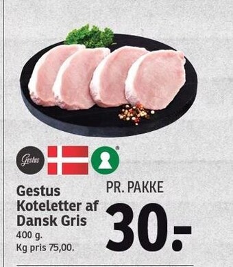 SPAR Gestus koteletter af dansk gris tilbud