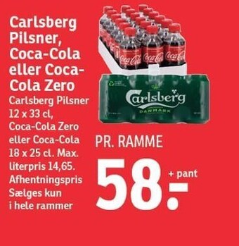 SPAR Carlsberg pilsner, coca-cola eller coca-cola zero tilbud
