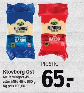 SPAR Klovborg ost tilbud
