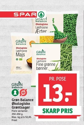 SPAR Grøn balance økologiske grøntsager tilbud