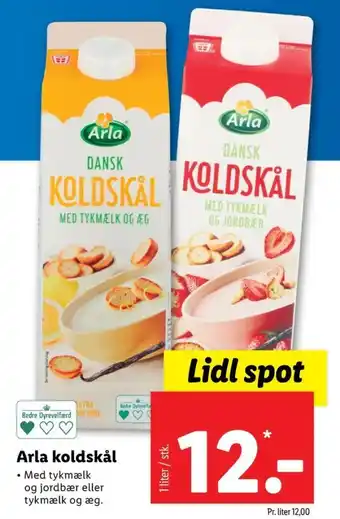 Lidl Arla koldskål tykmælk & jordbær tilbud